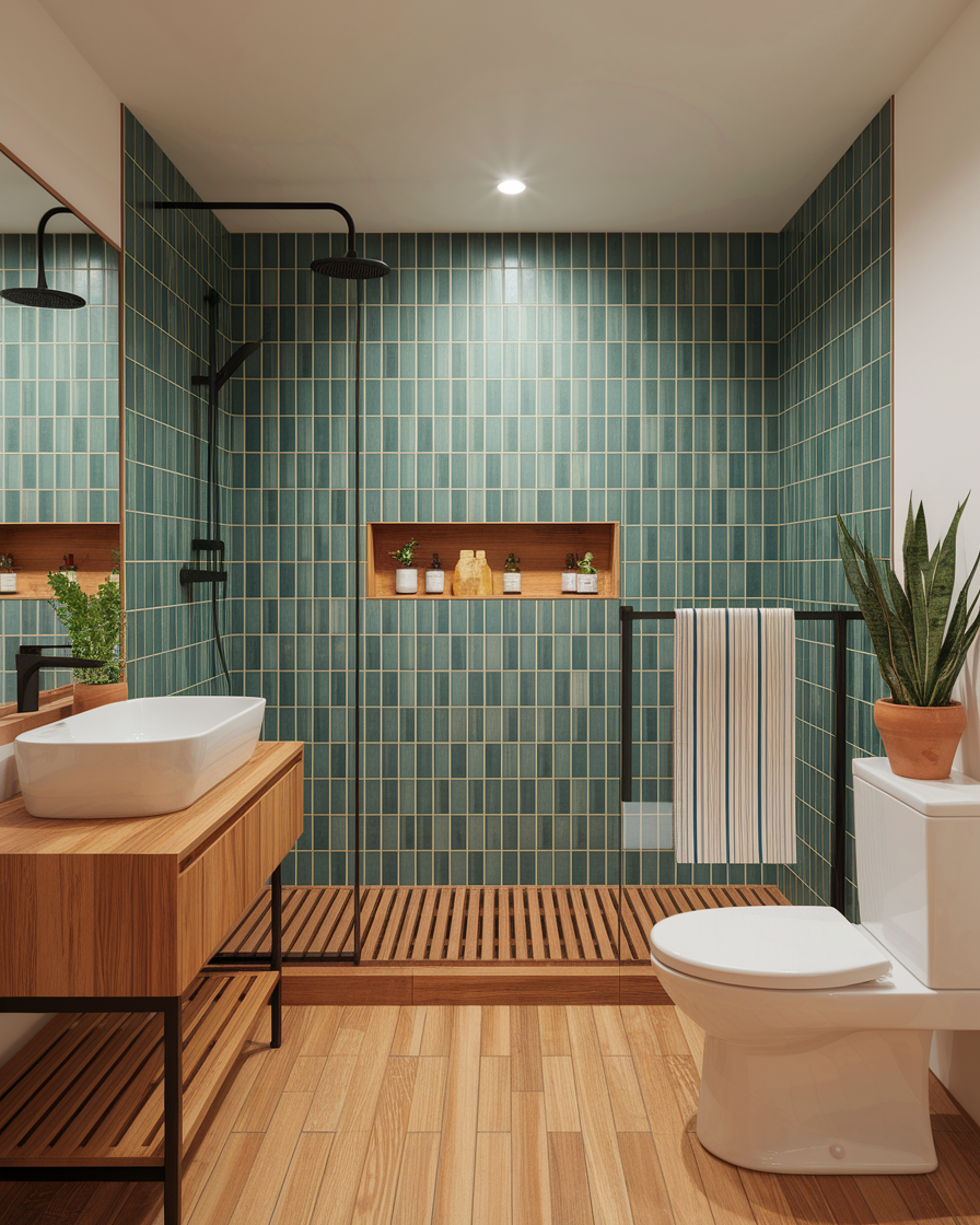 10 Stylish Sage Green & Wood Bathroom Ideas