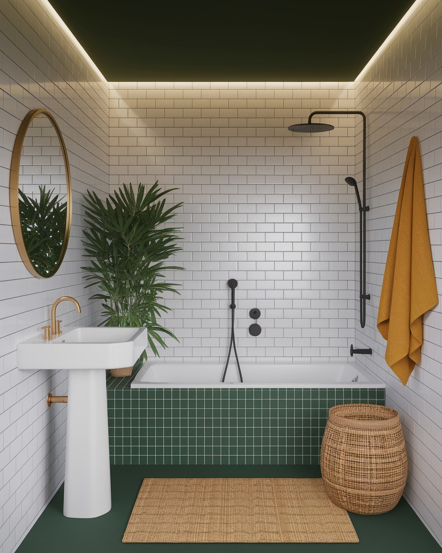 10 Bold Green & White Bathroom Oasis Ideas