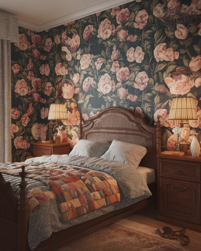 Nostalgia decor bedroom with vintage charm.

